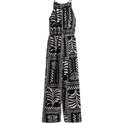 H&M Textured Jersey Jumpsuit - Black/Cream Patterned
