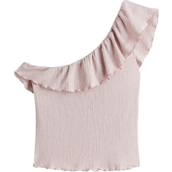 H&M Flounced One-Shoulder Top - Light Pink