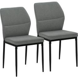 Homcom Curved Back Padded Seat Grey Kitchen Chair 86cm 2pcs