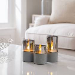Dunelm Set of 3 Glass Grey LED Candle 15cm 3pcs