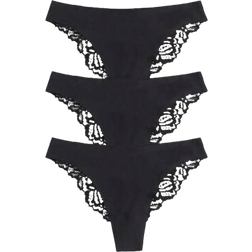 Shein 3Pcs/Set Women's Sexy Lace Underwear Briefs Silk Panties Lingerie For Woman