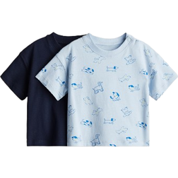 H&M Baby 2-pack T-shirt i Bomull - Blå/Hundar