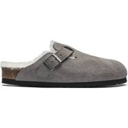 Birkenstock Boston Shearling Suede Leather - Stone Coin