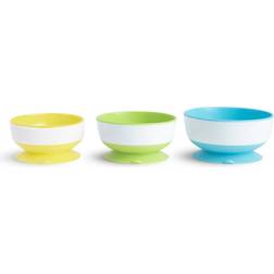 Munchkin Stay Put Suction Bowls 3-pack Light Blue/Yellow/Green