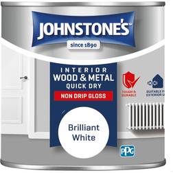 Johnstones Quick Dry Gloss Wood Paint Brilliant White 0.25L