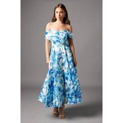 Coast Organza Pleated Top Midi Dress - Blue