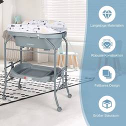 Cwy Babystellebord Med Badekar Badekar PVC Trekk Grå