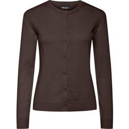 Pieces Knitted Cardigan Hot Fudge - Brown