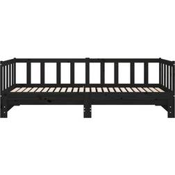 vidaXL Pull-Out Black Sofa 203.5cm 3 personers