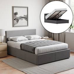 Vida Designs Veronica Dark Grey Linen 190 x 135 cm Frame Bed