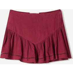 Bershka Textured Mini Skirt - Burgundy
