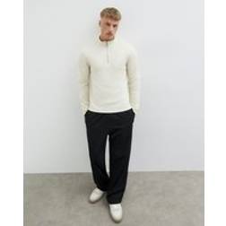 River Island Slim Fit Half Zip Sweatshirt - Beige