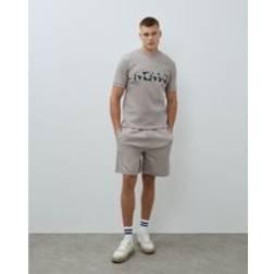 River Island Regular Fit Drawstring Jersey Shorts - Beige