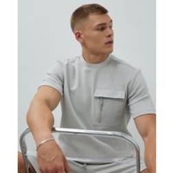 River Island Grey Short Sleeve Slim Fit Pocket T-Shirt