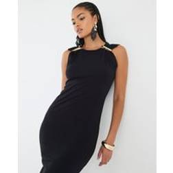 River Island Sleeveless Gold Trim Midi Dress - Black