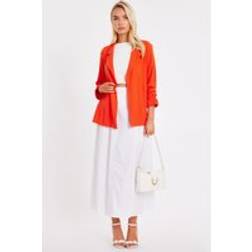 Quiz Textured Ruched Sleeve Blazer - Orange