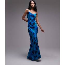 Topshop Double Layered Cami Dress Soft Blue Floral