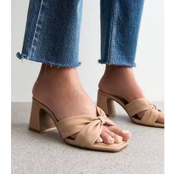 New Look Wide Fit Knotted Heeled Mules Vegan - Neutral