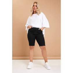 Yours Turn Up Denim Shorts - Black