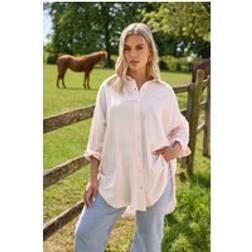 Yours Curve Pink Long Sleeve Shirt - Containing Linen