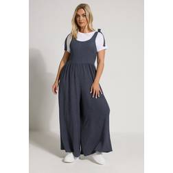 Yours Textured Wide Leg Jumpsuit - Dark Navy