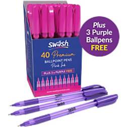 Swash Triangular Ballpoint Pen Pink Medium Pack 43