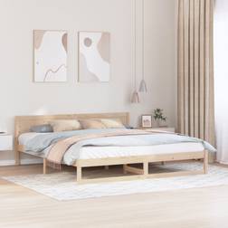 vidaXL Natural Wood Solid Pine 180 x 200 cm Frame Bed