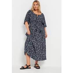 Yours Curve Blue Paisley Print Tie Dress - Blue