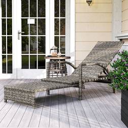 OutSunny Mixed Grey Rattan 4 Position Adjustable Sun Lounger 46 x 62 x 188 cm