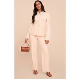 PrettyLittleThing Look Denim Mid Waist Straight Leg Jeans - Ecru