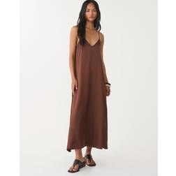 Stradivarius Long Flowing Satin Dress - Brown