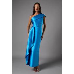 Coast One Shoulder Column Tie Dress - Blue