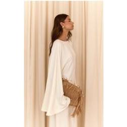 PrettyLittleThing Floaty Woven Flared Sleeve Maxi Dress - White