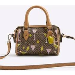 River Island Martini Monogram Print Cross Body Bag - Brown