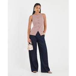 River Island Womens High Neck Fitted Waistcoat - Brown
