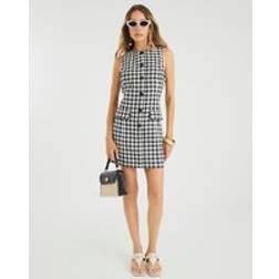 River Island Gingham Shift Mini Dress - Black