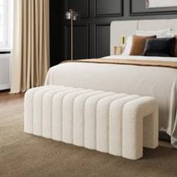 Dunelm Pia Ribbed Sherpa Ivory Storage Bench