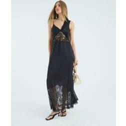 River Island Premium Lace Satin Maxi Dress - Black