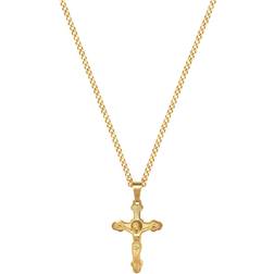 Nialaya Men's Gold Necklace With Crucifix Pendant - Gold