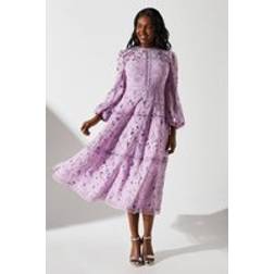 Coast Lace Panelled Long Sleeve Dress - Lilac