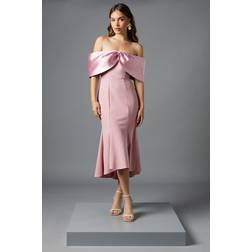Coast Satin Sleeve Scuba Midi Dress - Pink