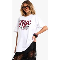 boohoo Womens Nyc Run Club Oversized T-Shirt - White