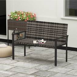 OutSunny Rattan Loveseat with Quick-Drying Padding Garden Bench