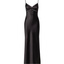 Gina Tricot Lace Detail Maxi Dress Satinkleider - Schwarz