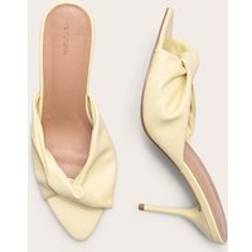PrettyLittleThing Pu Point Toe Twist Strap High Heeled Mules - Butter Yellow