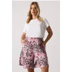 Yours Curve Pink Paisley Print Textured Shorts - Pink