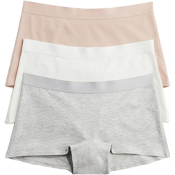 H&M Cotton Boxer Briefs 3-Pack - Light Grey Marle/Powder Pink