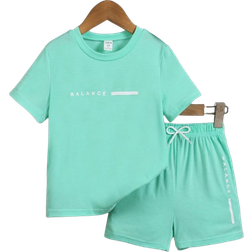 Shein Young Boy Letter Print Round Neck Short Sleeve T-Shirt - Casual Outfit