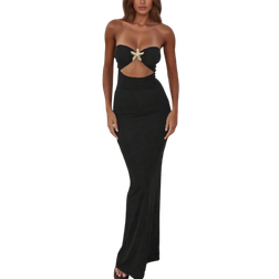 Shein Women's Sexy Hollow-Out Bandeau Starfish Metal Decor Bodycon Maxi Dress, Long Backless Y2K Elegant Evening Party Wedding Guest Cocktail Gown, Classy Cut Hollow Out Dresses, Spring Summer Fall