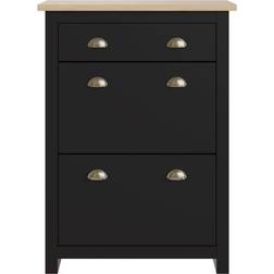 GFW Lancaster Black/Oak Shoe Rack 78x108cm